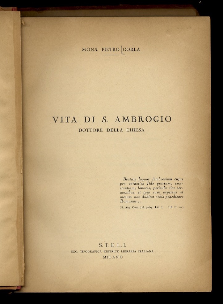 Vita di S. Ambrogio, dottore della Chiesa.