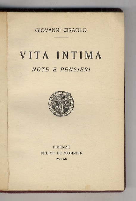 Vita intima. Note e pensieri.