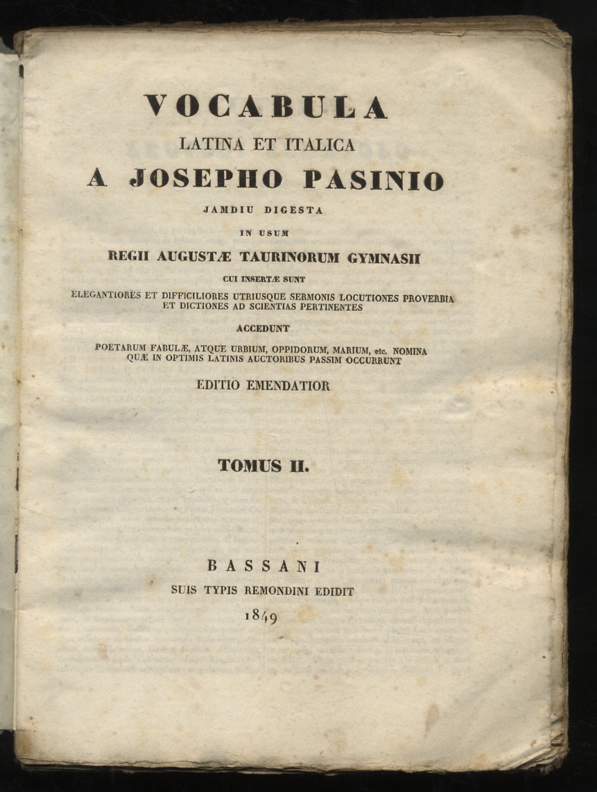 Vocabula Latina et Italica a Josepho Pasinio jamdiu digesta in …