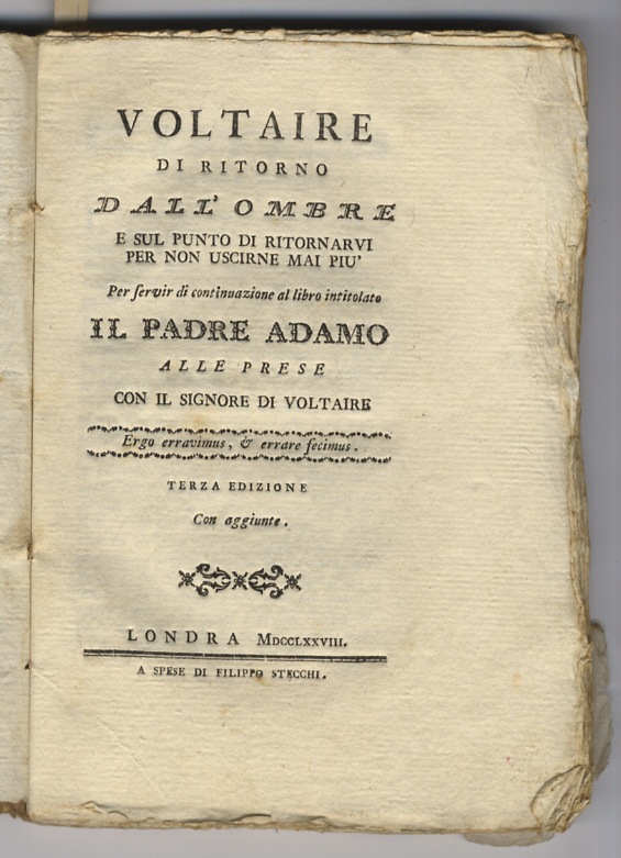 Voltaire di ritorno dall'ombre e sul punto di ritornarvi per …
