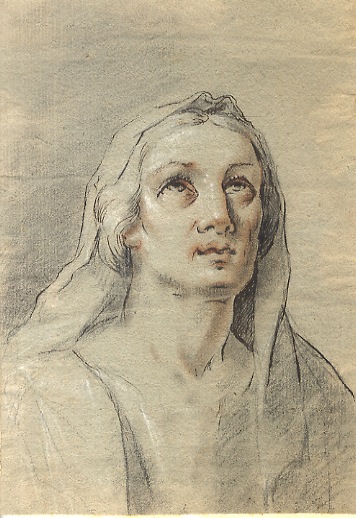 [Volto di donna con sguardo rivolto verso il cielo].