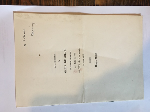 A la memoria de Maria de Grassi so amica carissima …