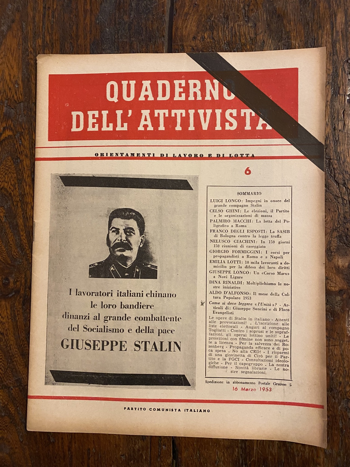 AA.VV. Quaderno dell'Attivista N. 6 - 16 Marzo 1953