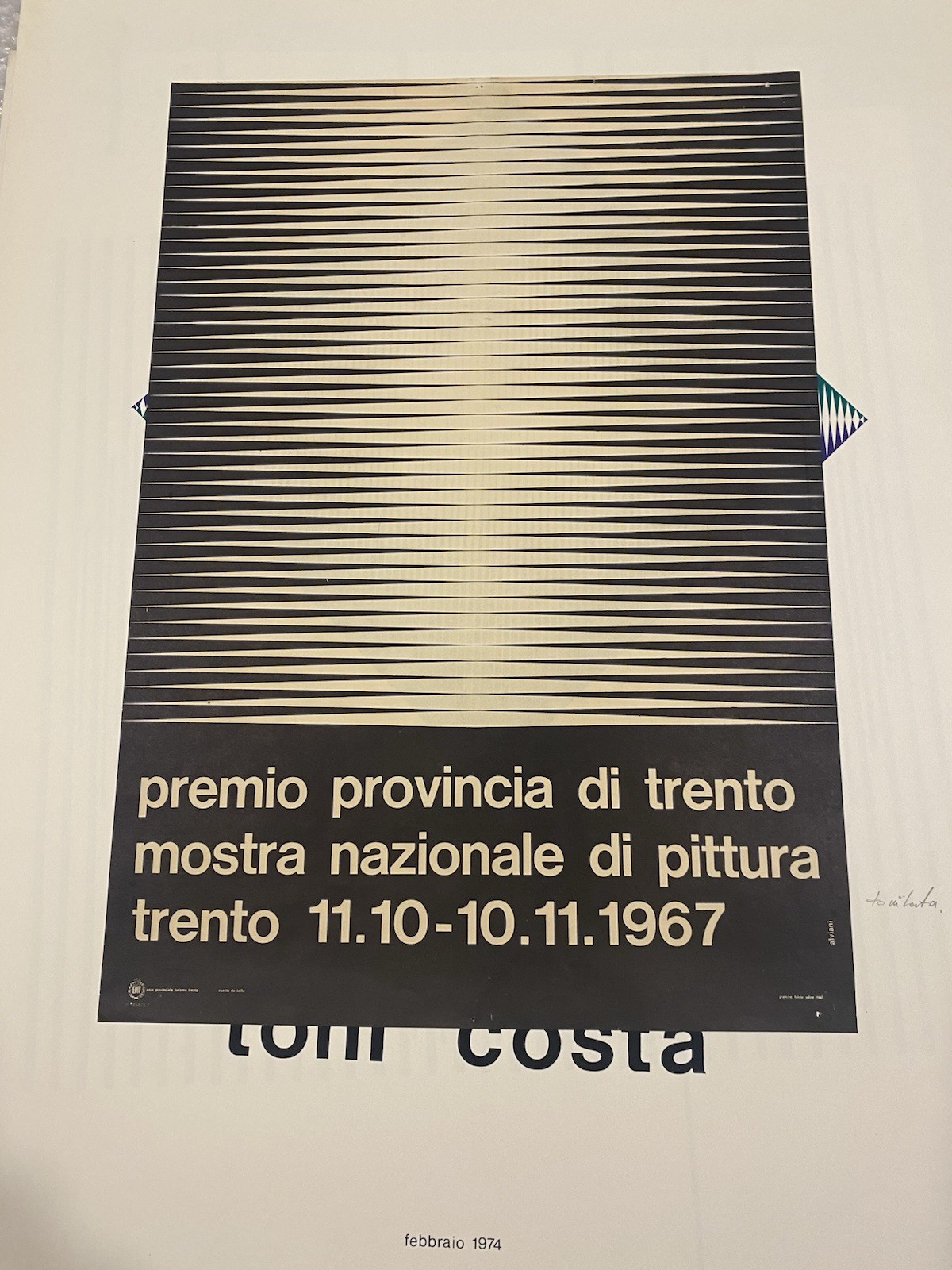 Alviani Getullio Manifesto / Poster 46 x 32 cm. Premio …