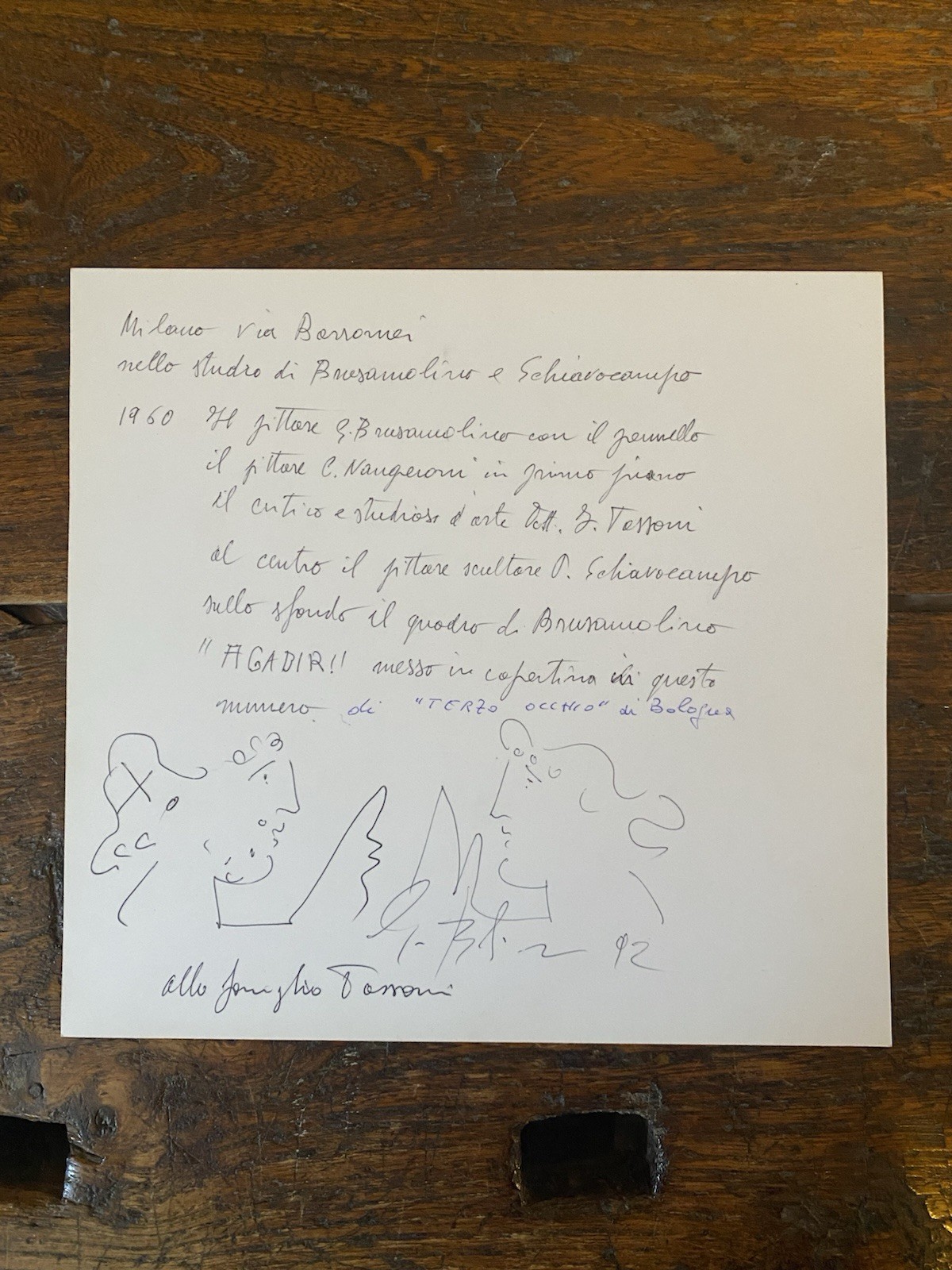 Autografato Brusamolino Disegno e dedica al retro di una fotografia …