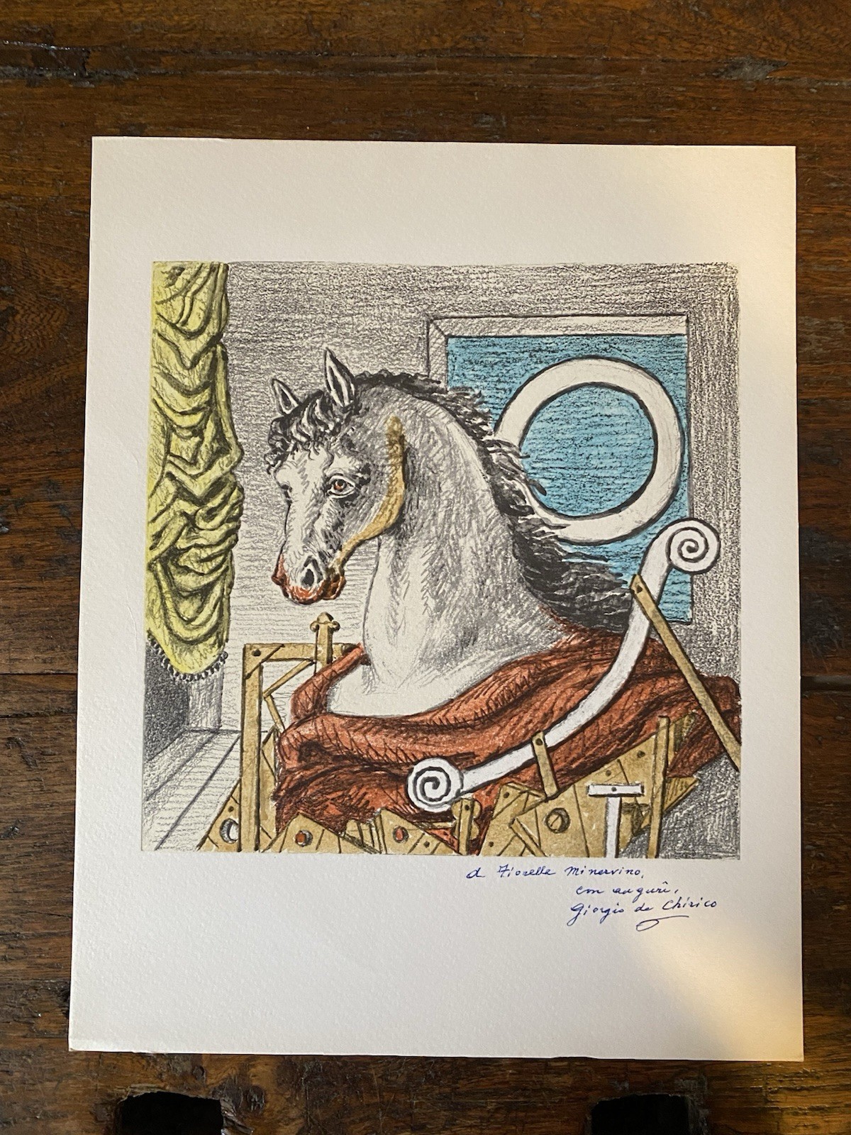 Autografato De Chirico Giorgio Riproduzione fotolitografica Bolaffi arte 1973