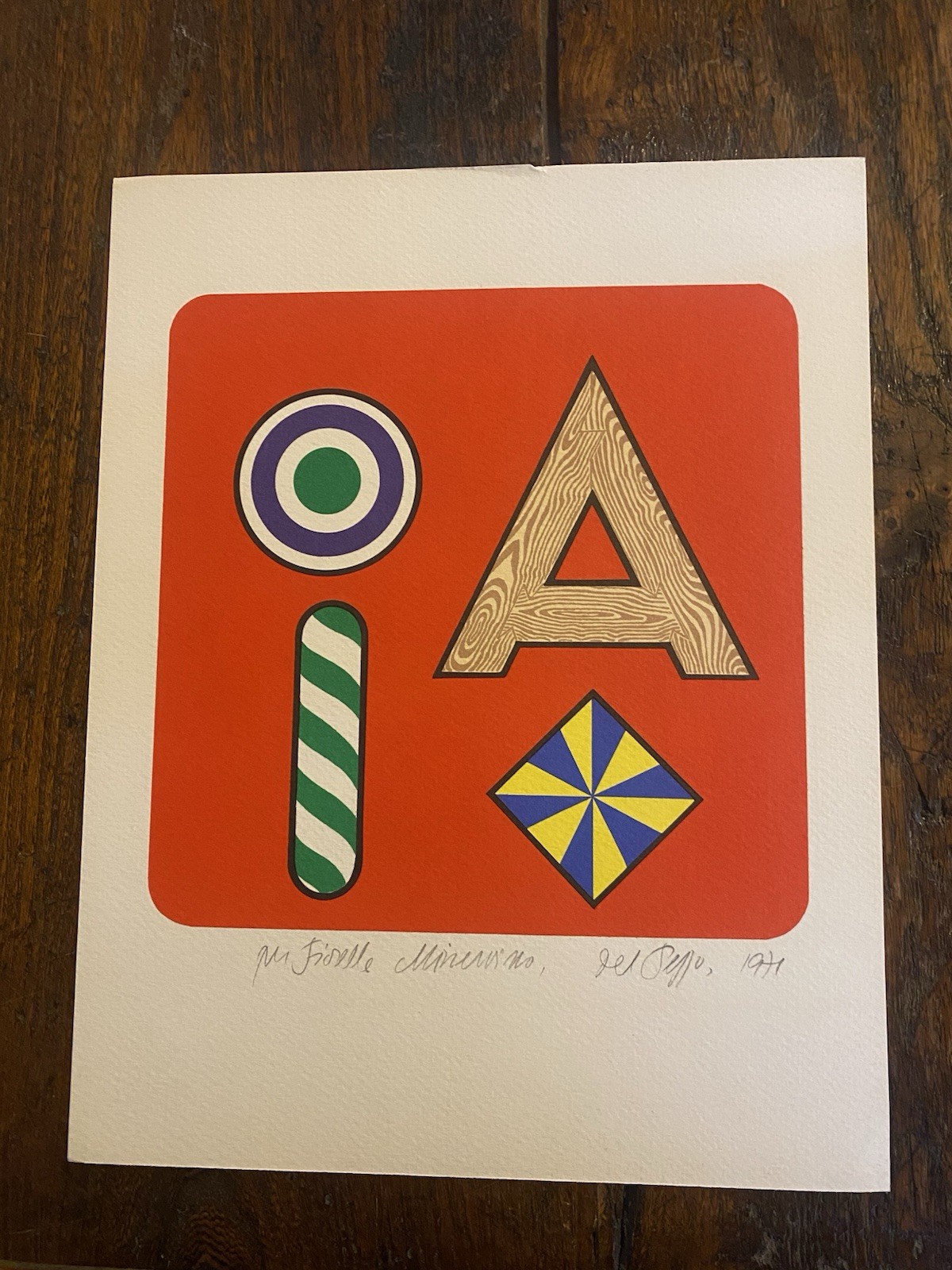 Autografato Del Pezzo Lucio Fotolitografia Bolaffi Arte 1971