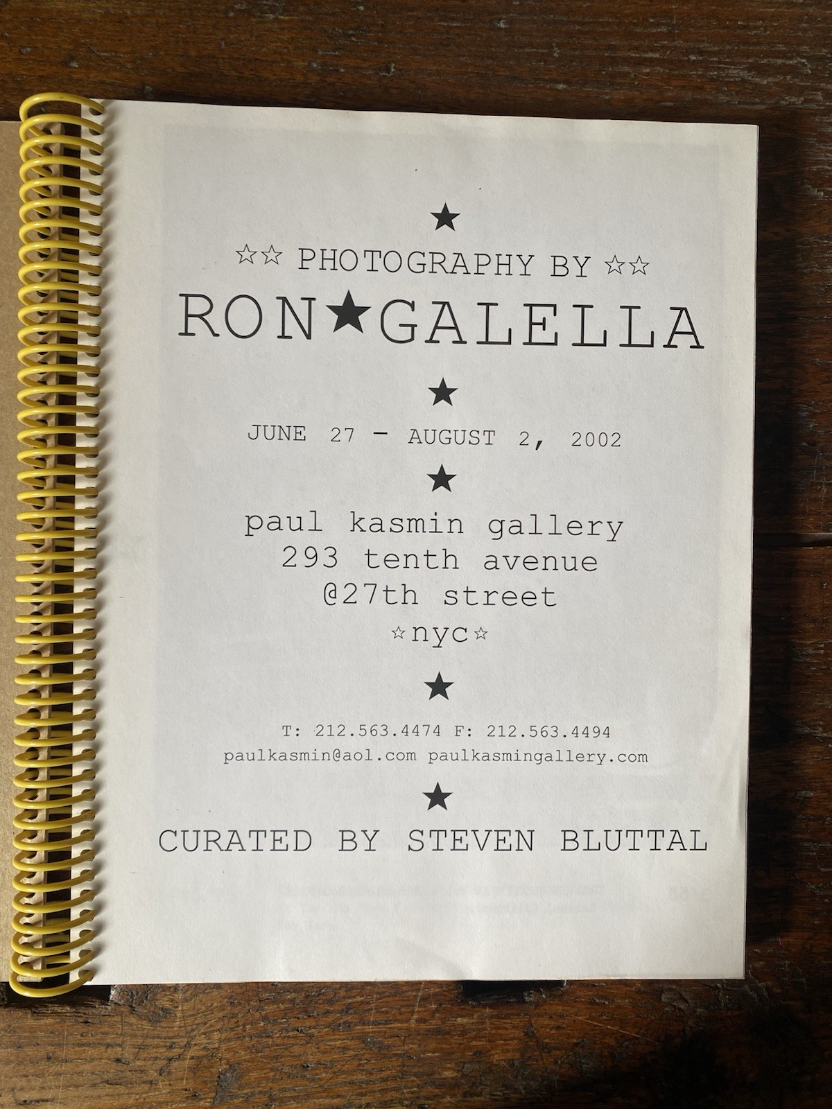 Autografato Galella Ron Photography New York Paul Kasmin Gallery 2002