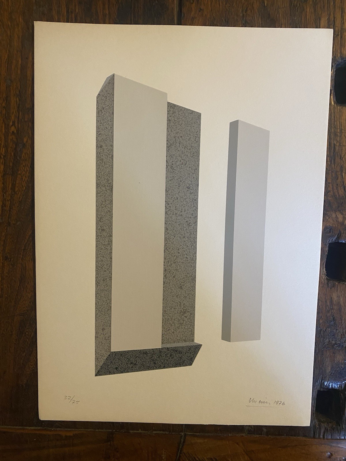 Autografato Uncini Giuseppe Serigrafia mm. 35 x 25 Milano 1976