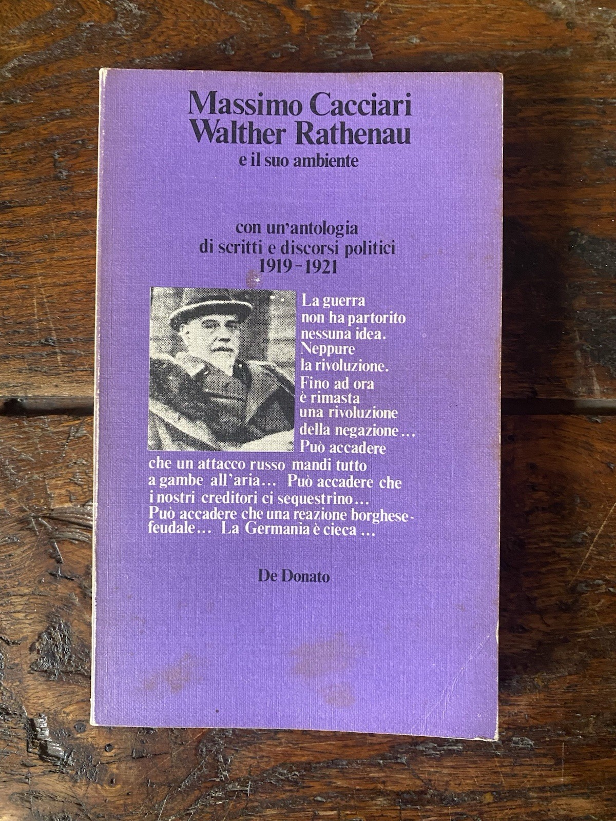 Cacciari Massimo Walther Rathenau Bari De Donato 1979
