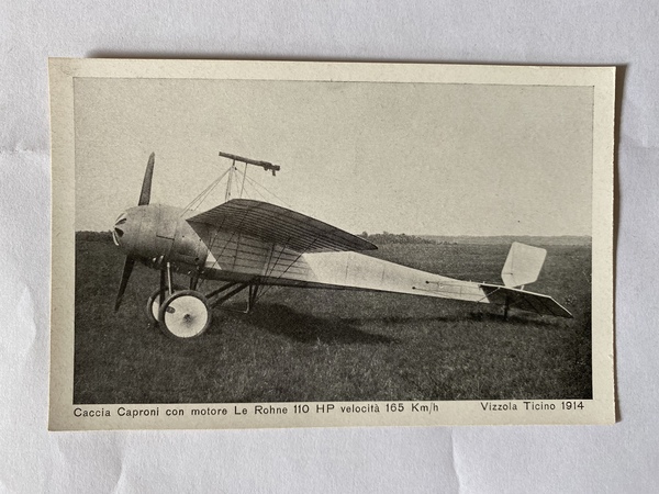 Cartolina Caccia Caproni con motore Le Rohne 110 HP velocità …