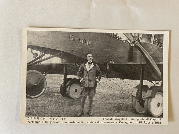 Cartolina Caproni 450 HP Tenente Angelo Pizzini cadde volorosamente a …