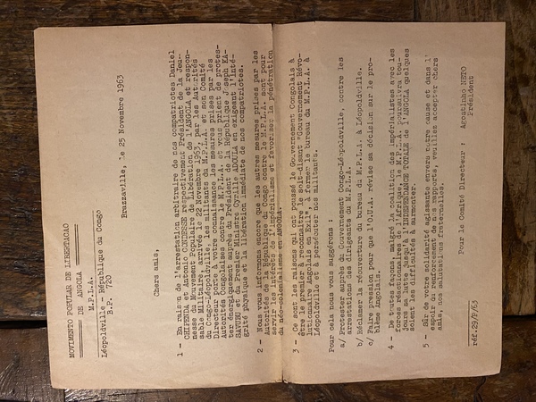 Ciclostile del Movimento Popular de Libertacao de Angola Brazzaville, le …