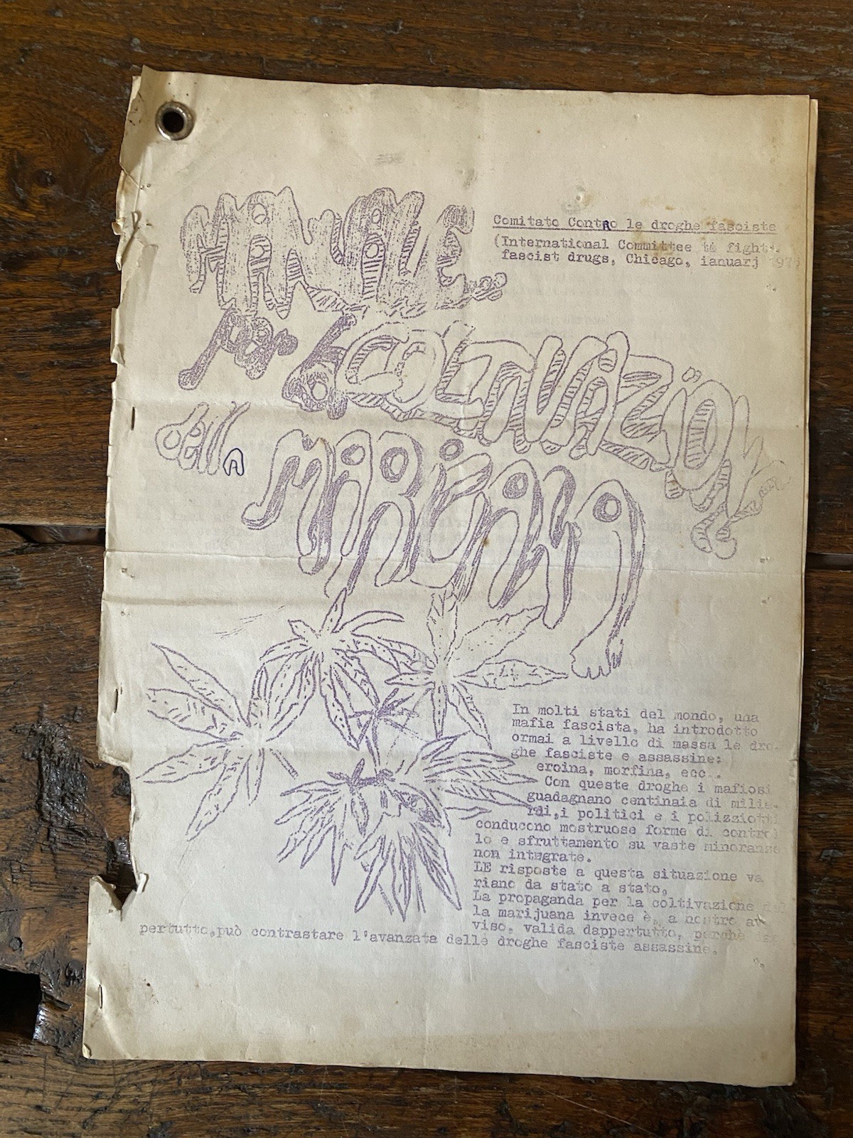 Comitato Contro le droghe fasciste Manuale contro la coltivazione della …