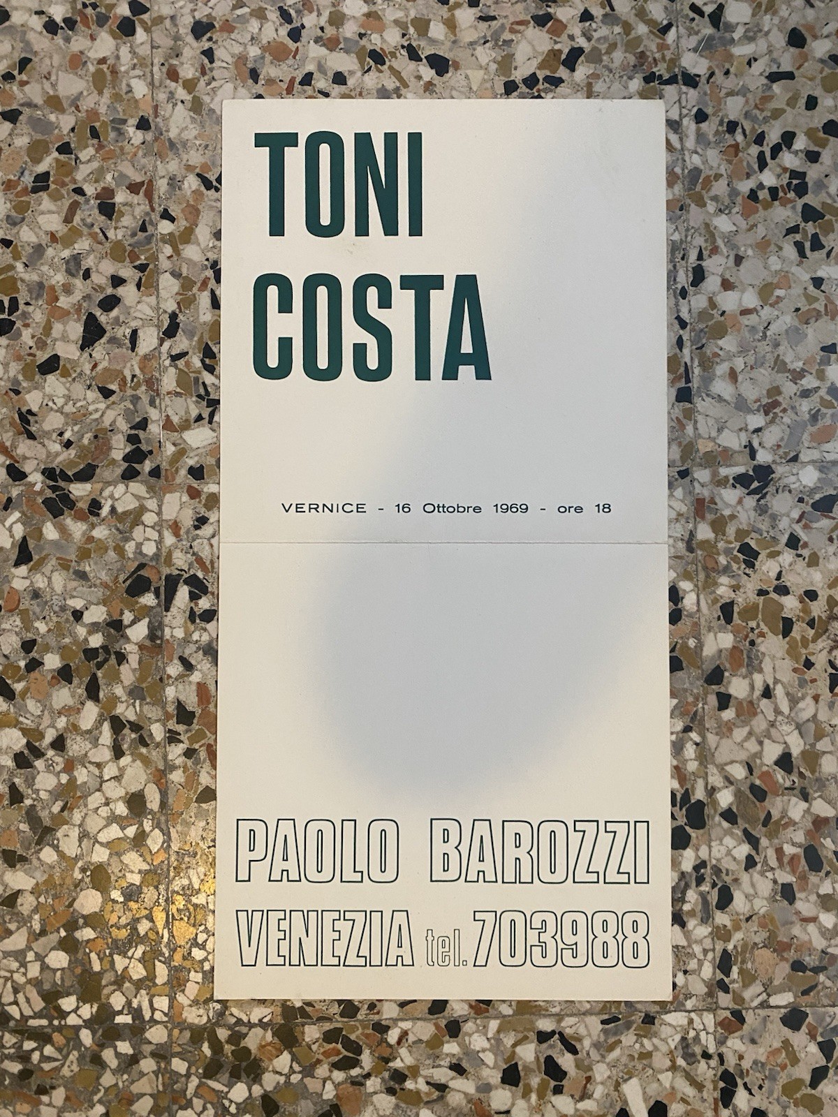 Costa Toni Locandina / Invito 42 x 21 cm. Venezia …