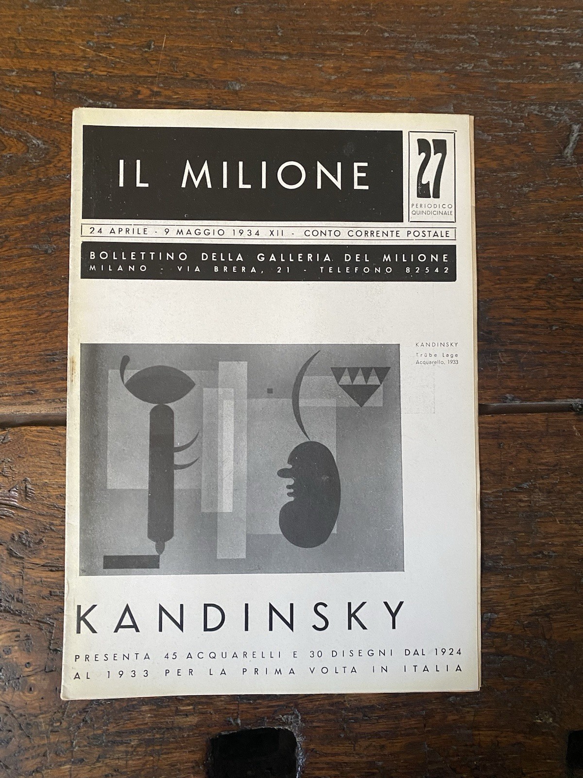 Kandinsky Il Milione n. 27 Bollettino della Galleria 24 aprile …