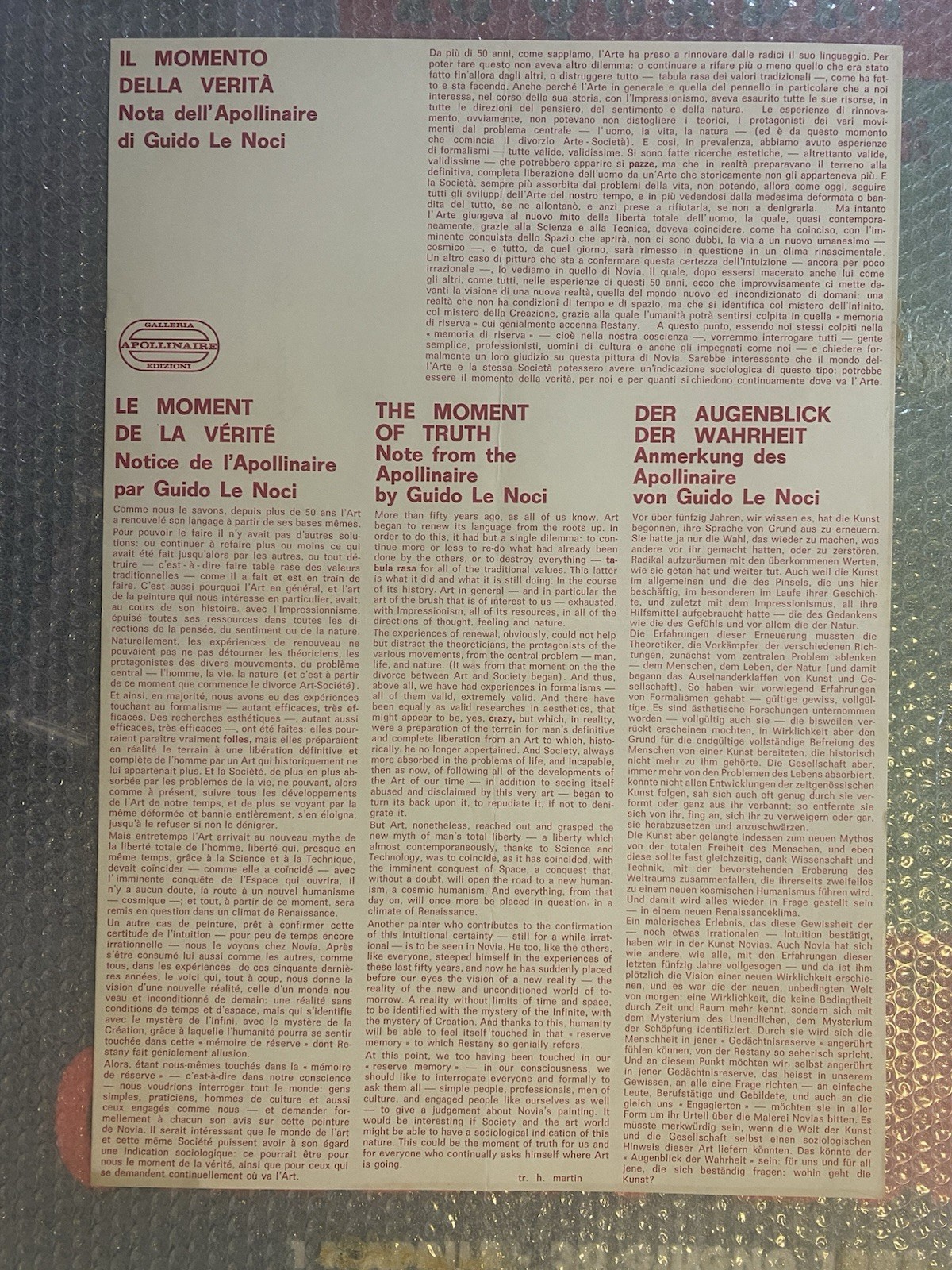 Le Noci Guido Manifesto / Poster 57 x 39 cm. …