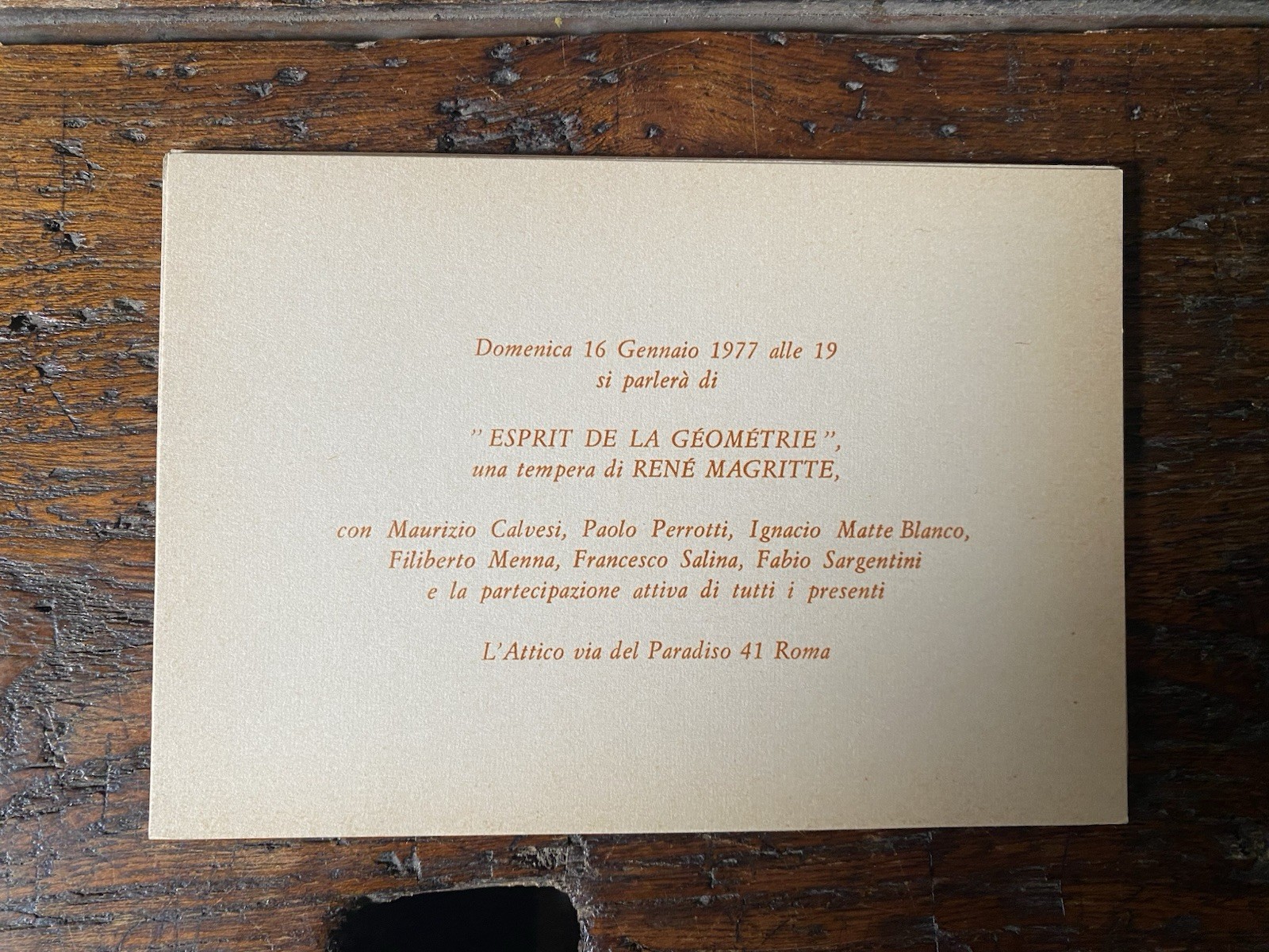 Magritte René Invito 10 x 15 cm. Roma Galleria l'Attico …