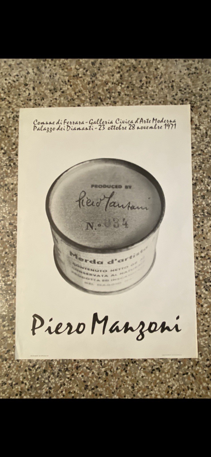 Manzoni Piero Manifesto / Poster 100 x 70 cm. Ferrara …