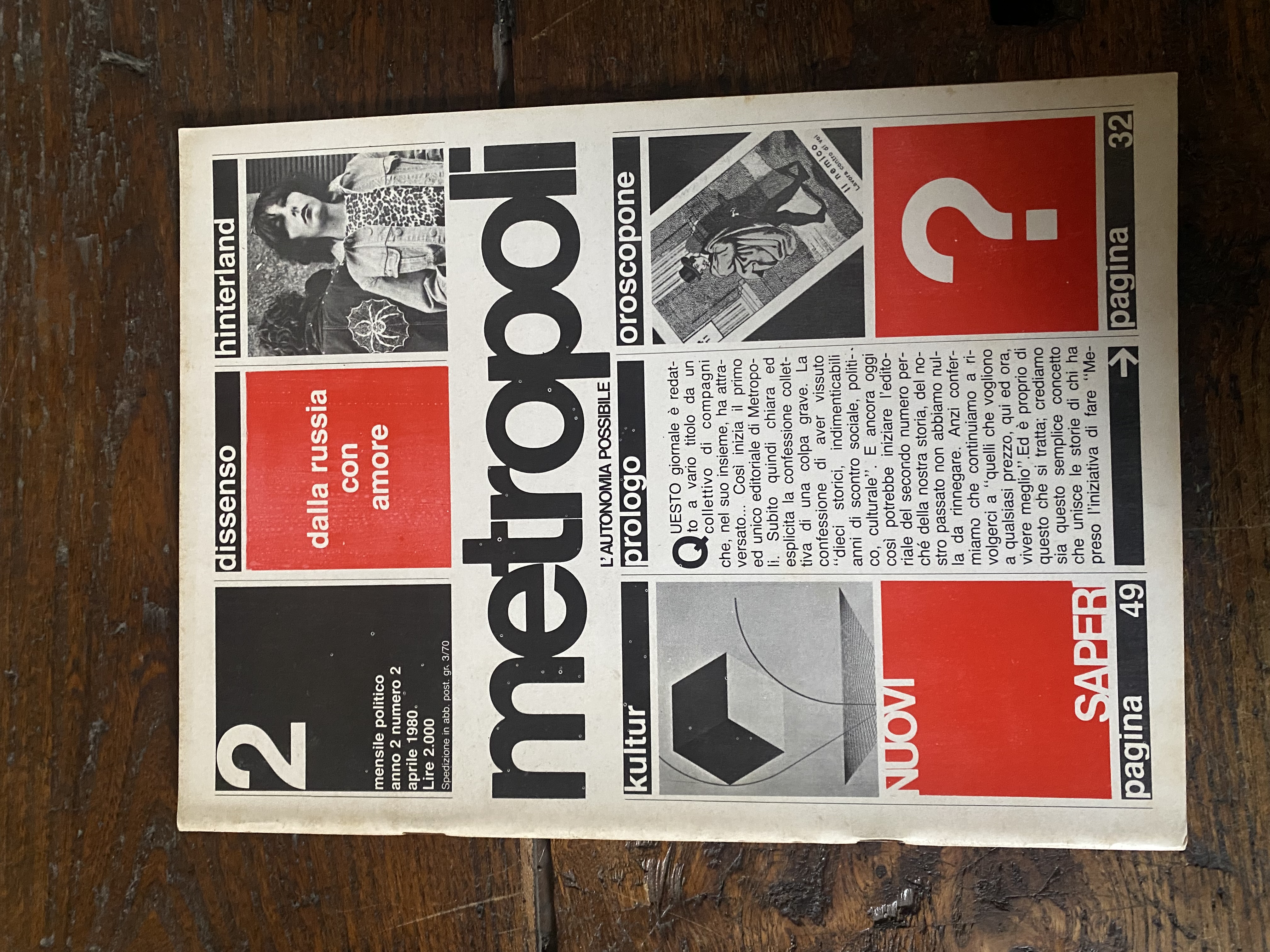 Metropoli mensile politico anno 2 numero 2 aprile 1980