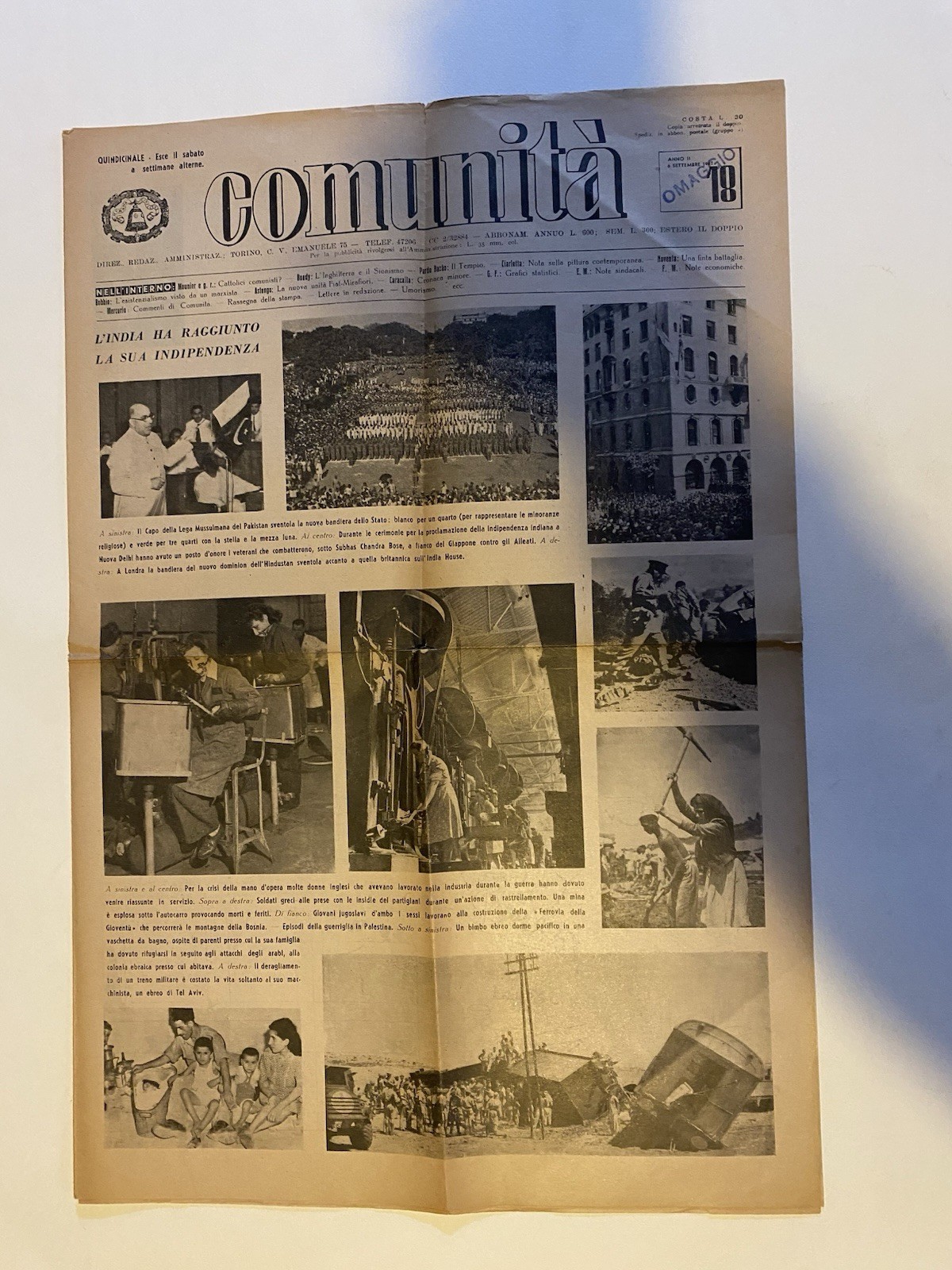 Olivetti Adriano Comunità Rivista quindicinale Anno II n. 18 settembre …