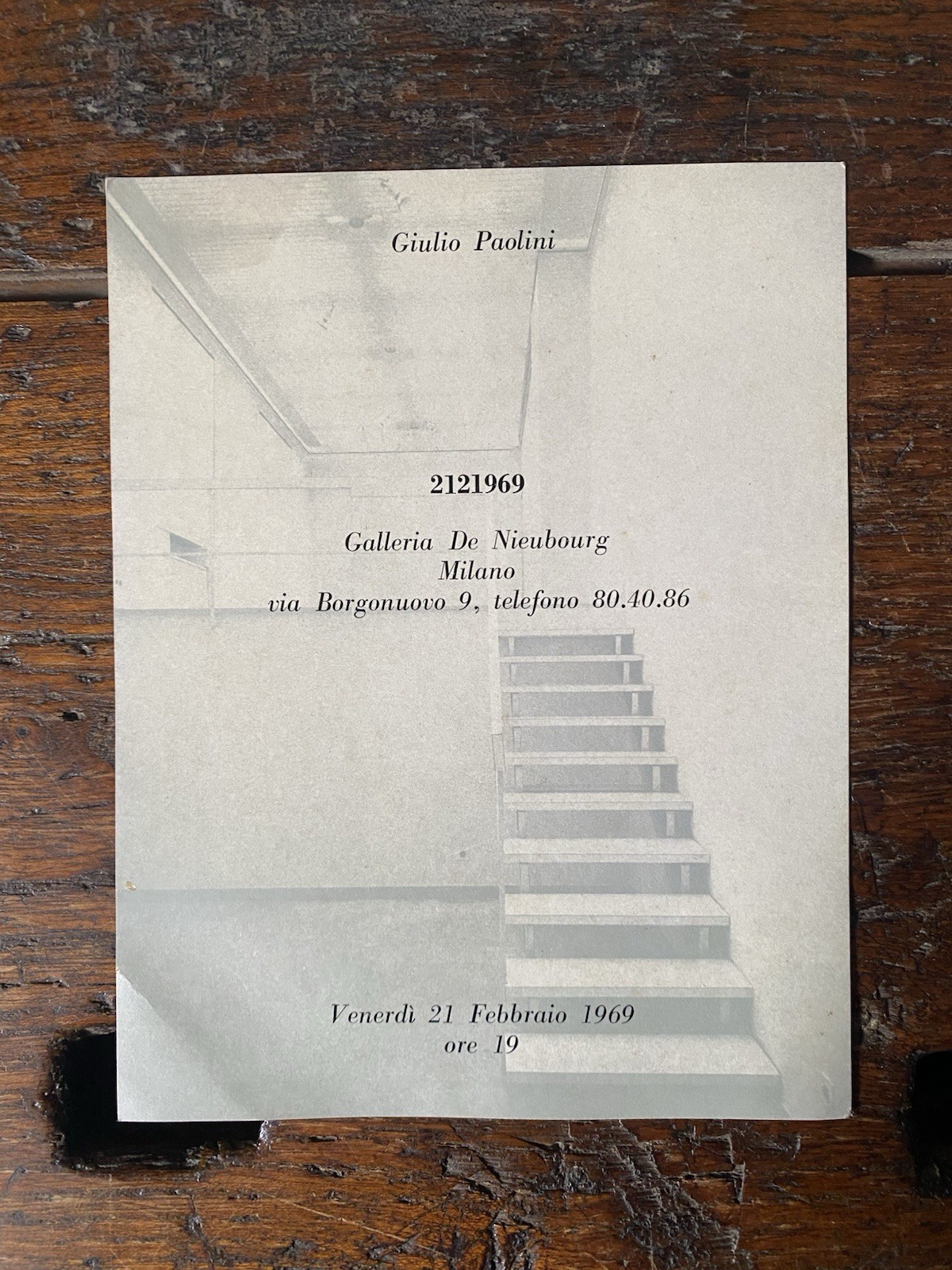 Paolini Giulio Invito 17 x 13 cm. Milano Galleria De …