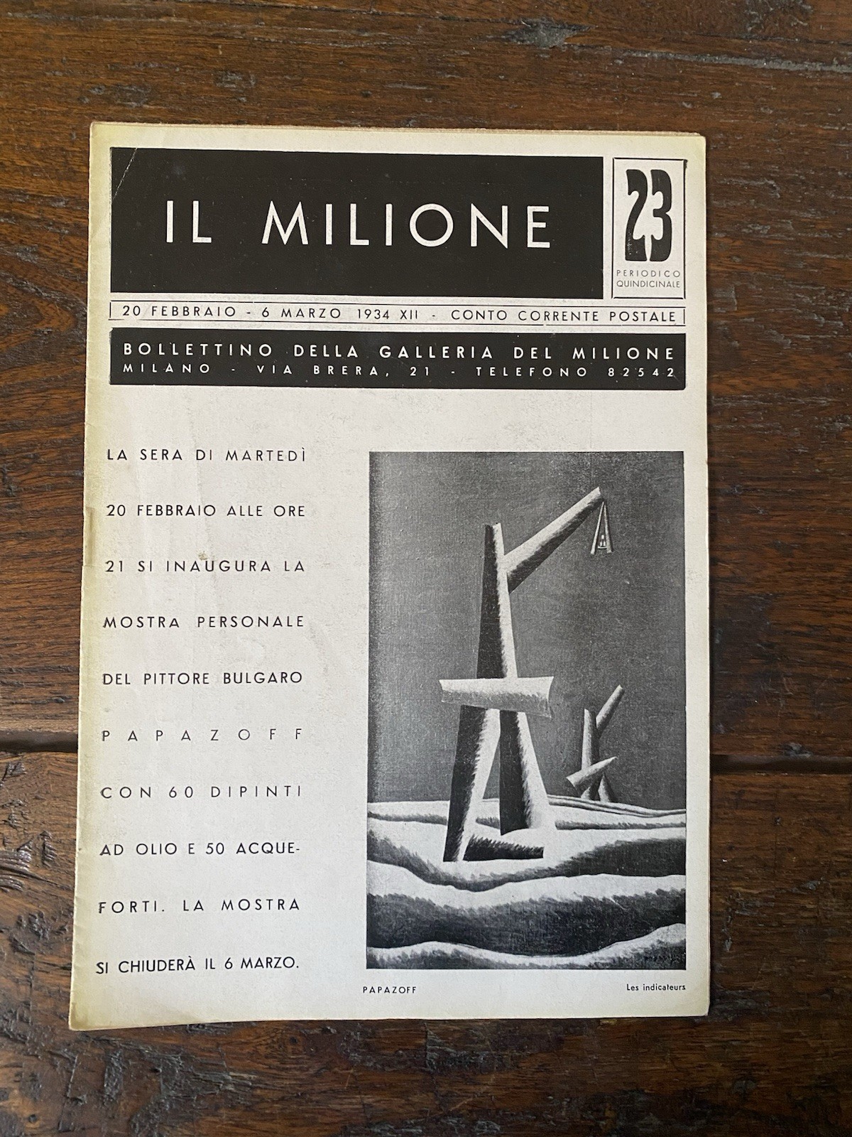 Papazoff Il Milione n. 23 Bollettino della Galleria 20 febbraio …