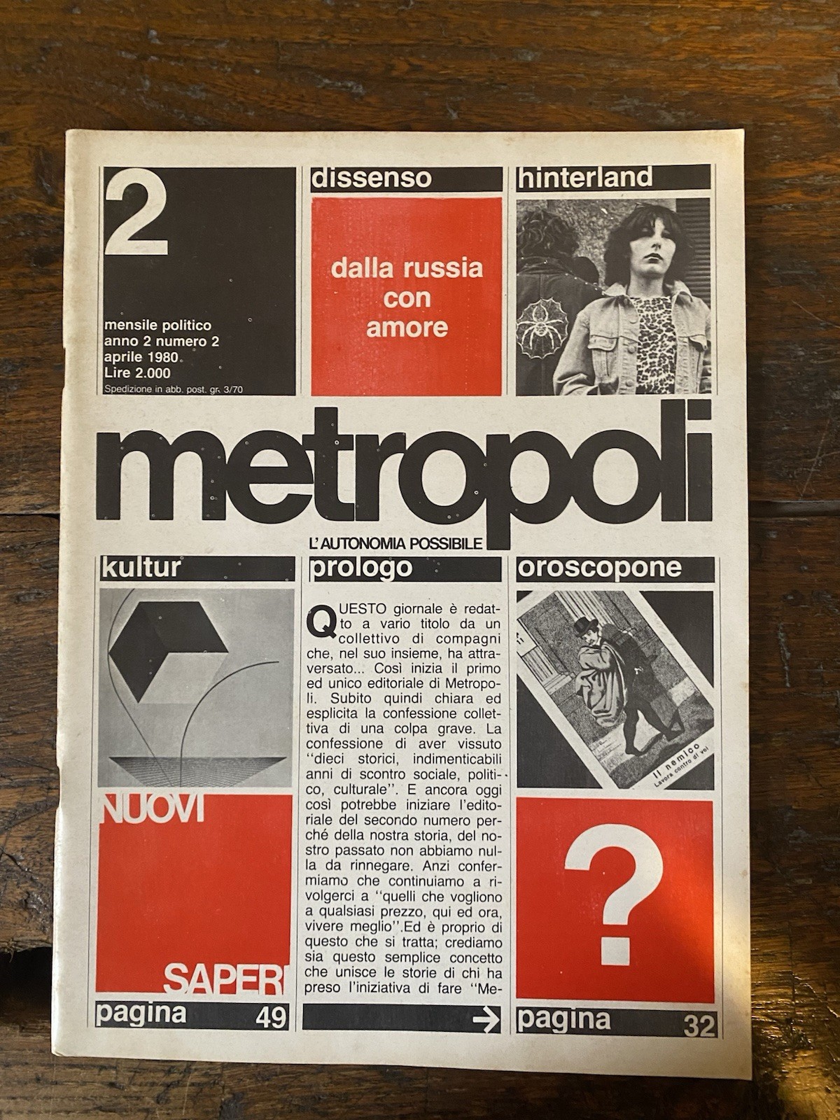Smidile G. diretto da, Metropoli Mensile politico Anno 2 numero …