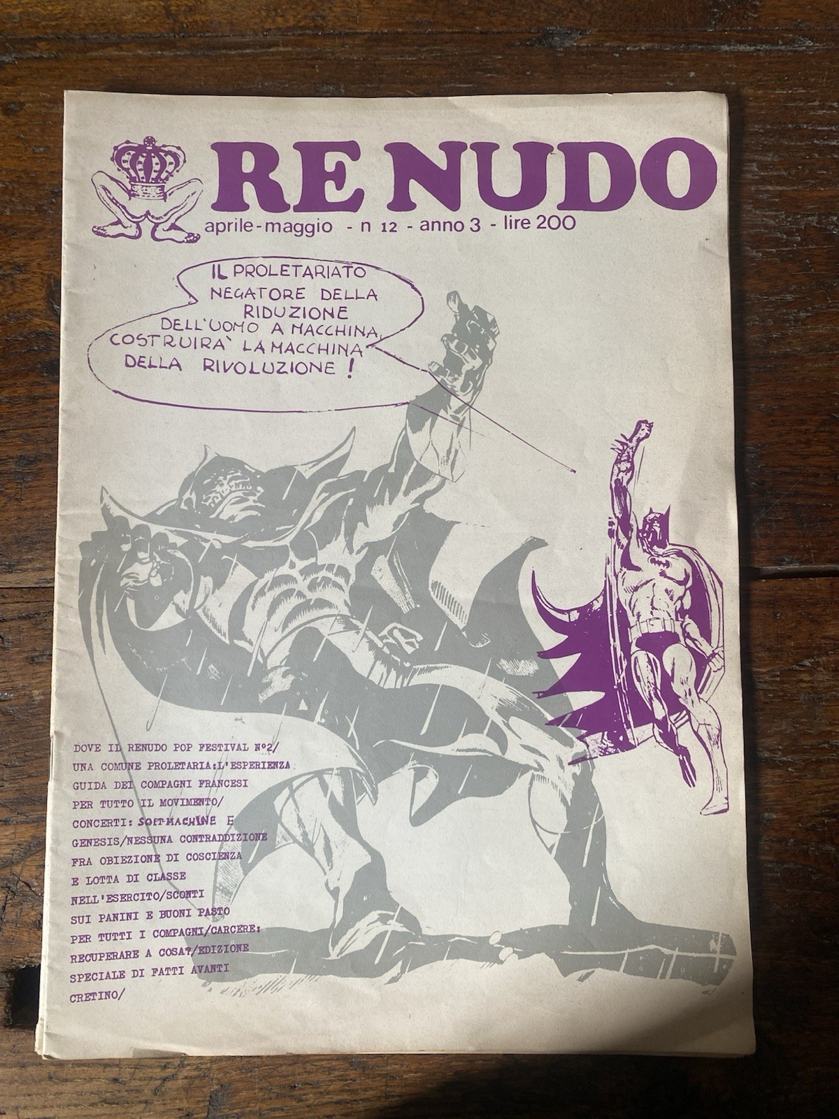 Valcarenghi Andrea diretto da, Re Nudo n. 12 aprile-maggio 1972 …