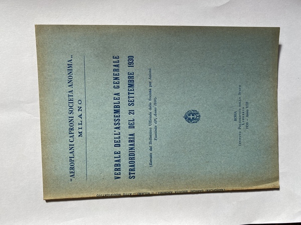 Verbale dell'assemblea generale straordinaria del 21 settembre 1930