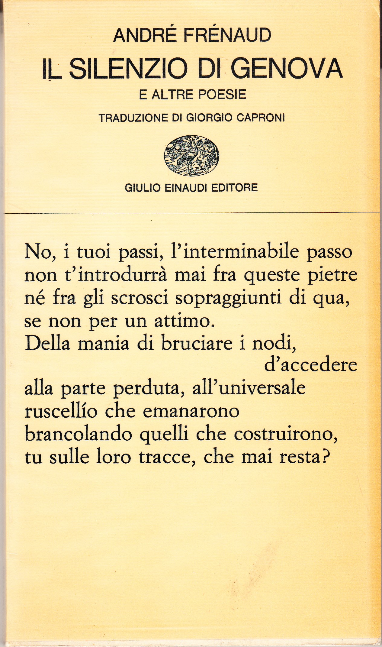 Il silenzio di Genova e altre poesie. Traduzione di Giorgio …