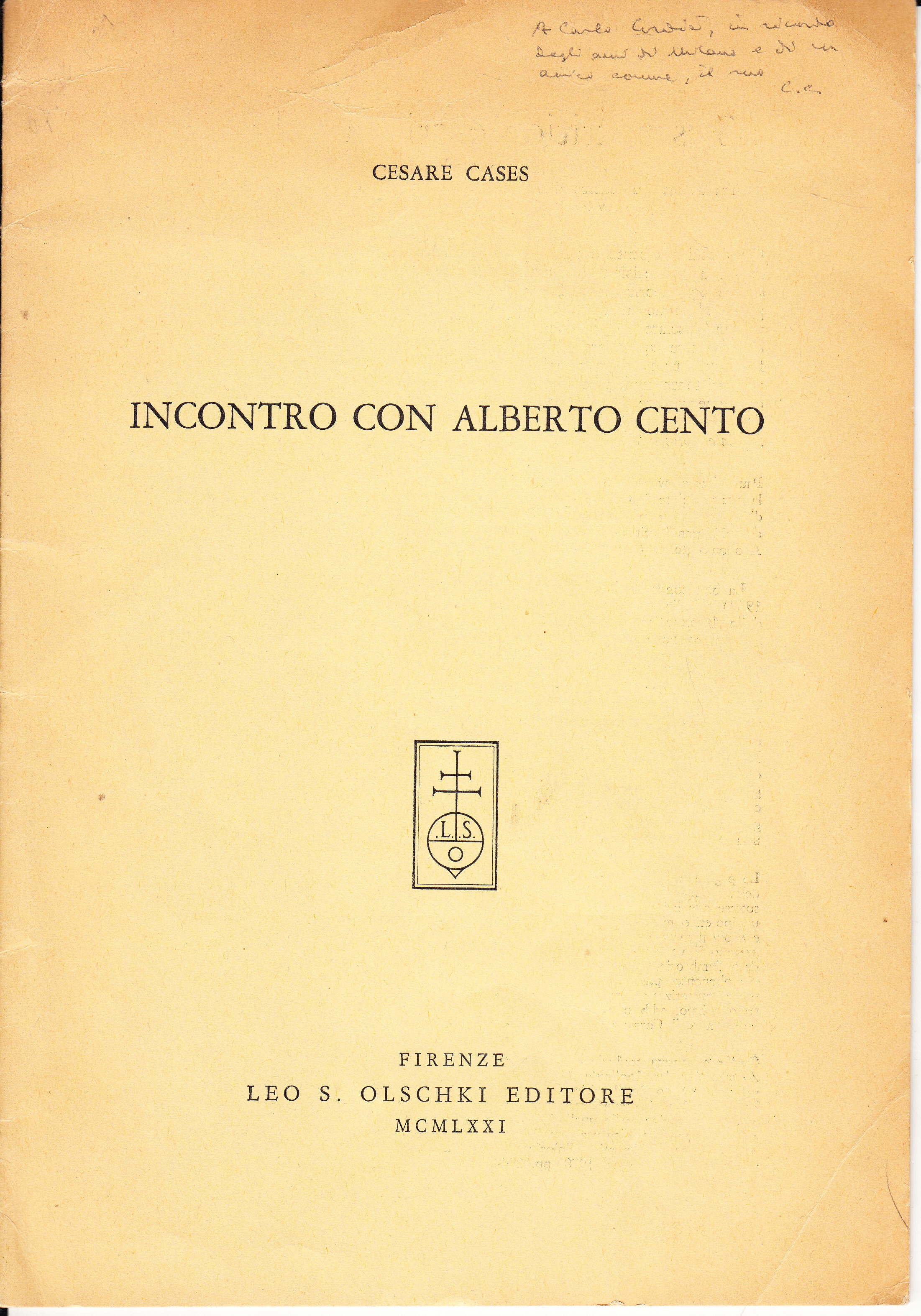 Incontro con Alberto Cento