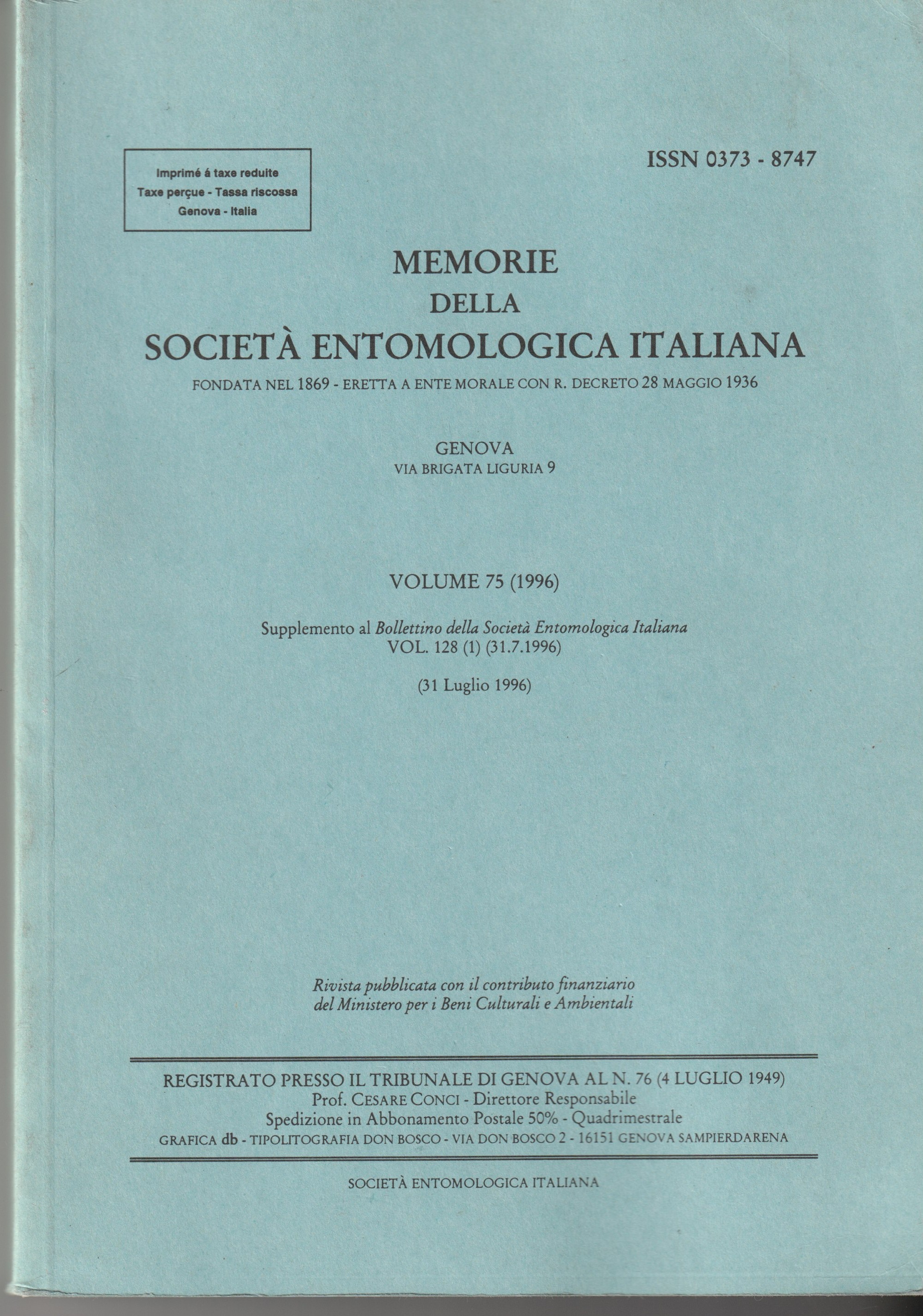 Memorie della Società Entomologica Italiana. Fondata nel 1869 - Eretta …