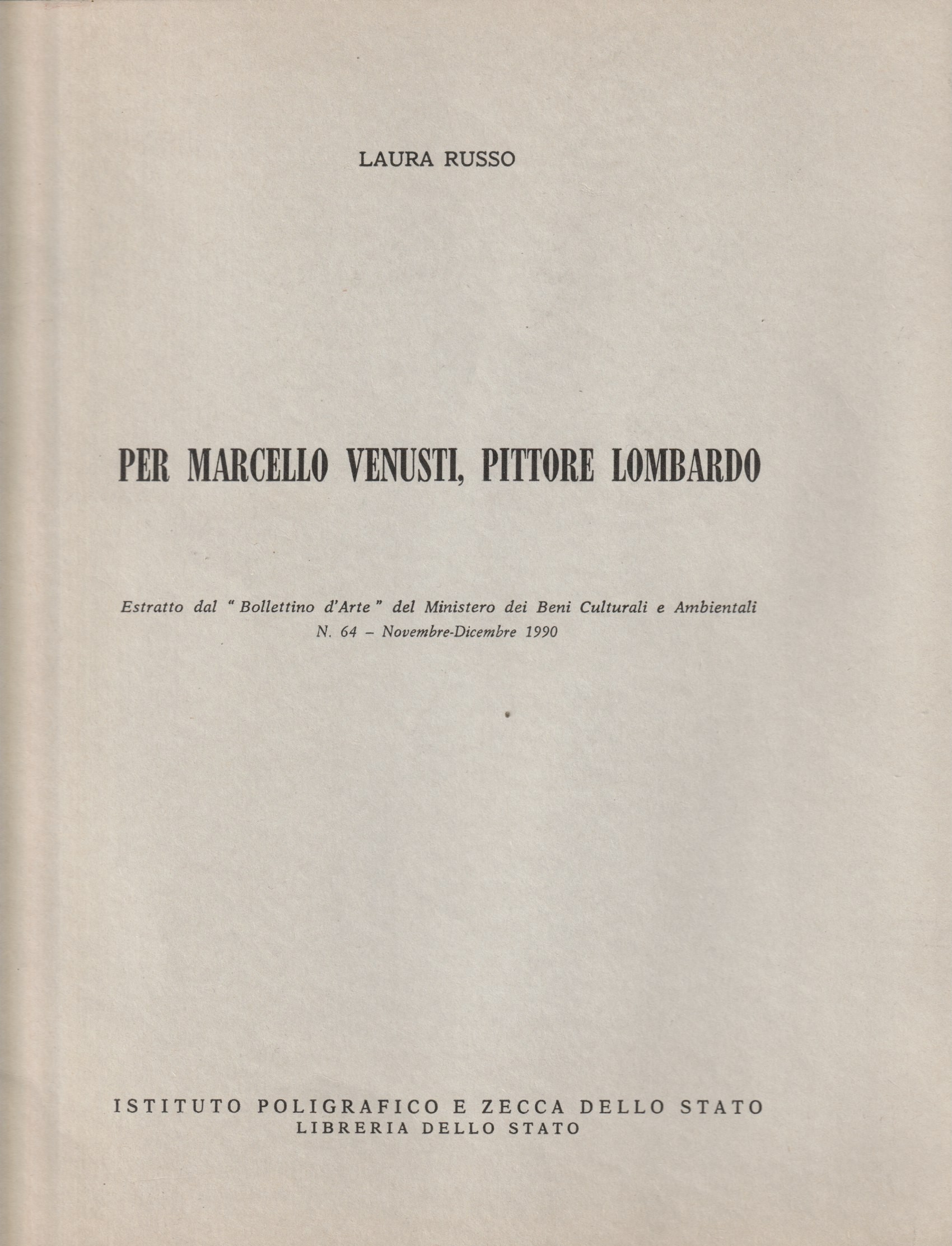Per Marcello Venusti, pittore lombardo. Estratto dal "Bollettino d'arte" del …