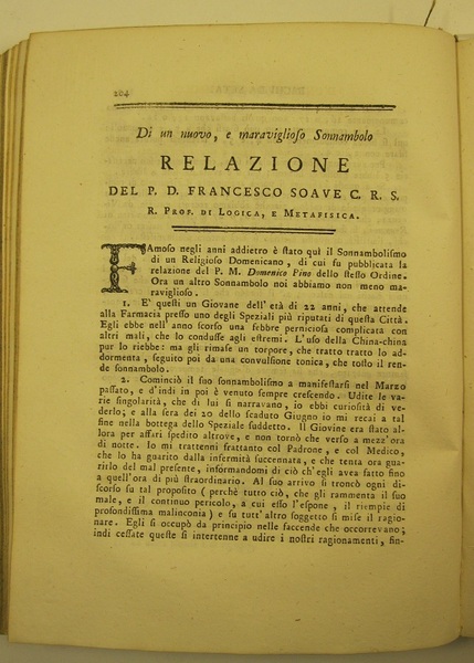 Di un nuovo e maraviglioso sonnambulo; LEG. CON Riflessioni. intorno …