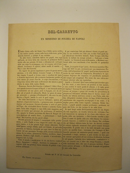 Del Carretto ex ministro di polizia di Napoli. (Estr. dal …