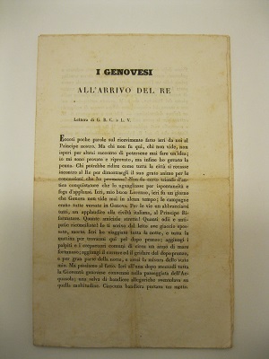 I genovesi all'arrivo del Re. Lettera di G. B. C. …
