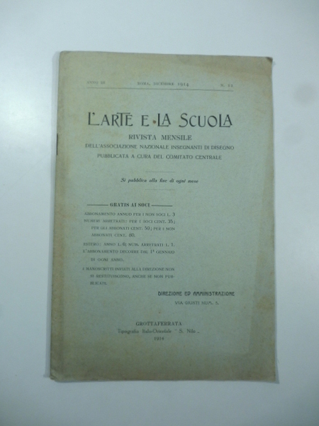 L'Arte e la scuola. Rivista mensile dell'Associazione Nazionale degli insegnanti …