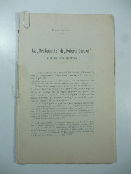 La Bradamante di Roberto Garnier e la sua fonte ariostesca