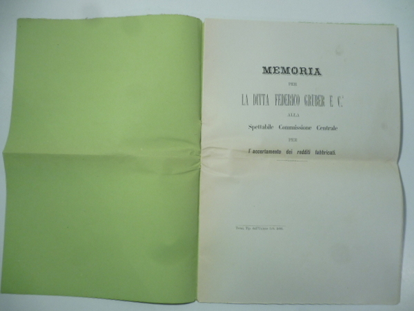 Memoria per la ditta Federico Gruber e C. Alla spettabile …