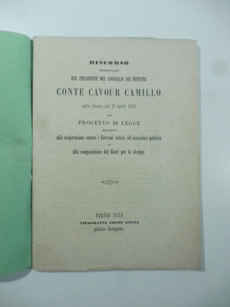 Discorso pronunziato. sul progetto di legge relativo alla cospirazione contro …