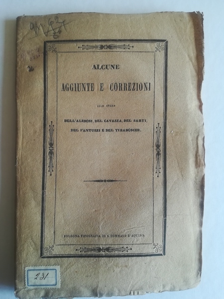 Alcune aggiunte e correzioni alle opere dell'Alidosi, del Cavazza, del …