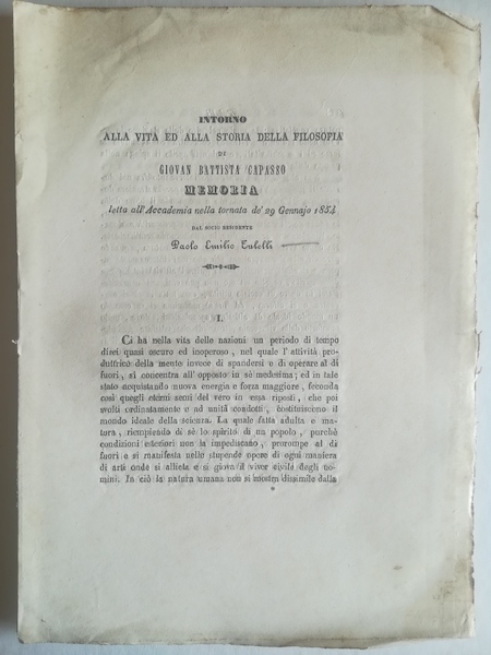 Intorno alla vita ed alla storia della filosofia di Giovan …