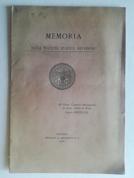 Memoria sulla Societa' storica savonese