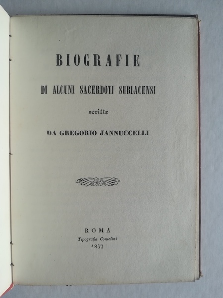 Biografie di alcuni sacerdoti sublacensi