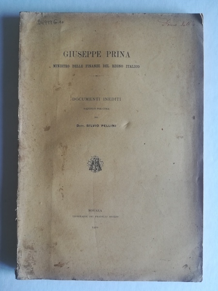 Giuseppe Prina Ministro delle Finanze del Regno italico. Documenti inediti