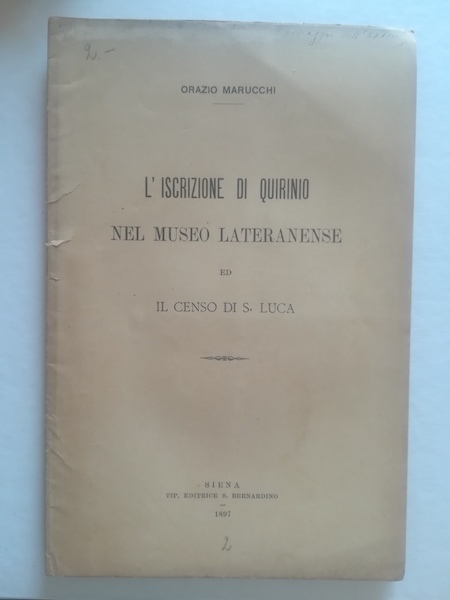 L'iscrizione di Quirinio nel Museo lateranense ed il censo di …