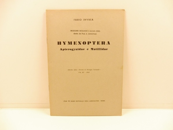 Hymenoptera. Apterogynidae e mutillidae