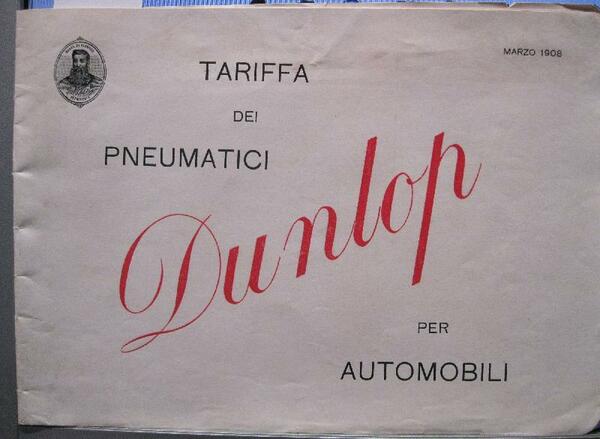 Tariffa dei pneumatici Dunlop per automobili, marzo 1908