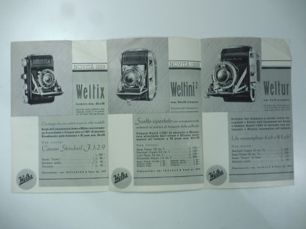 Welta. Novita' 1939. (Pieghevole pubblicitario macchine fotografiche)